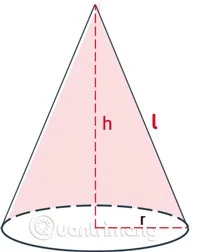 Fórmula para calcular el área lateral de un cono, área total de un cono, volumen de un cono, V de un cono