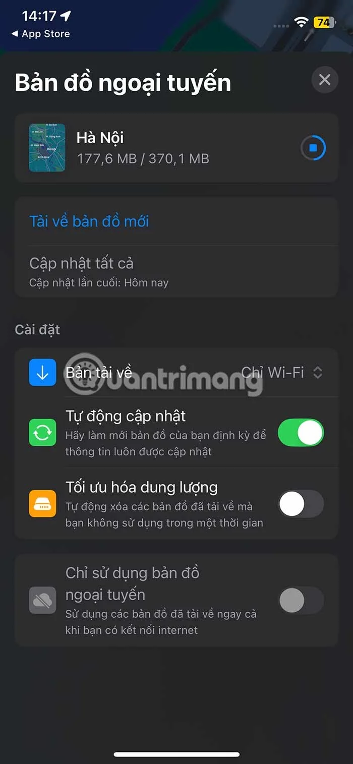 Instructions for downloading offline Apple Maps