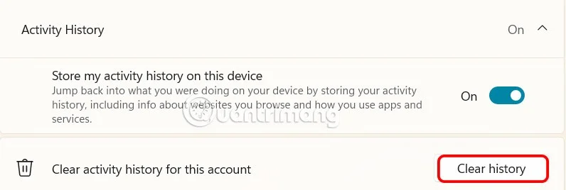How to disable activity history on Windows 11