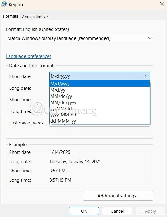 Jak zmienić format daty i godziny w systemie Windows, zmień ukośnik na kropkę