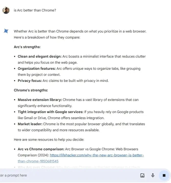 Cómo usar Gemini desde la barra de direcciones de Google Chrome