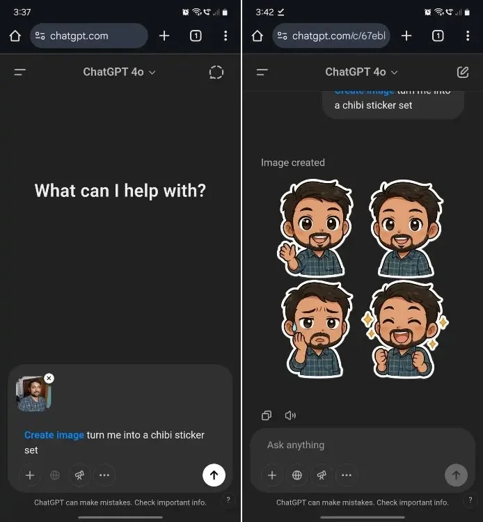 Instruções para criar adesivos no ChatGPT