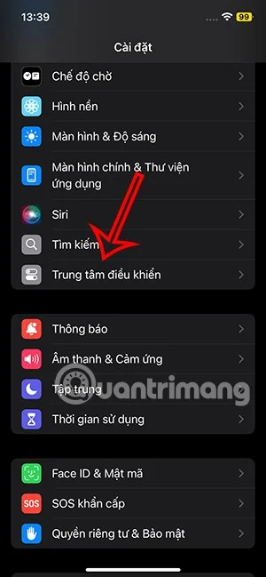 Instruções para redefinir o Centro de Controle no iPhone