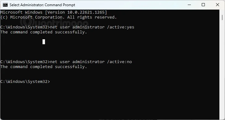 Enable or disable the built-in Administrator account on Windows