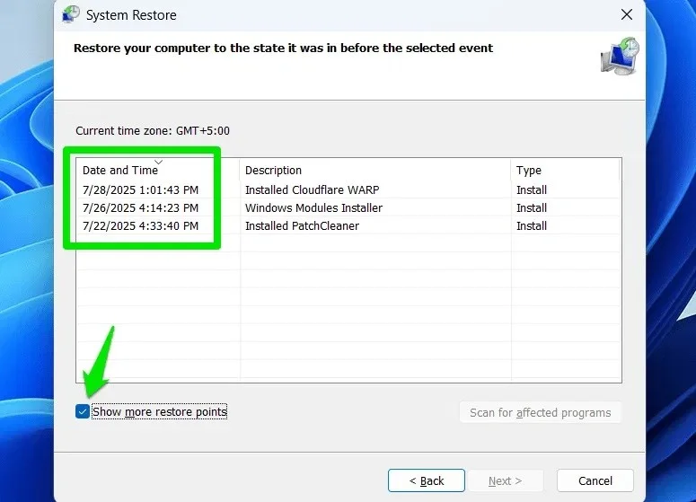 Cómo eliminar puntos de restauración del sistema individuales en Windows