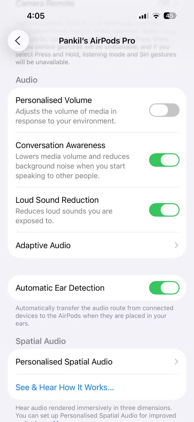 Cómo usar Conversation Awareness y Live Listen en los AirPods