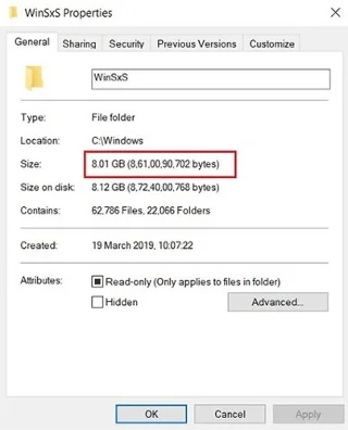 Clean up the WinSxS folder to free up Windows space