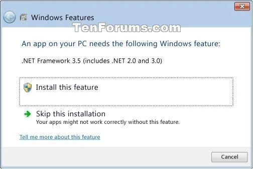 Instrucciones para instalar .NET Framework 3.5 en Windows 10