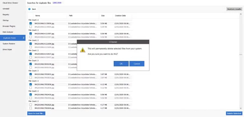 Bagaimana untuk memadam fail pendua untuk menyimpan memori komputer menggunakan CCleaner