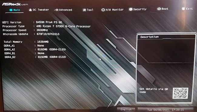 Habilitar XMP para optimizar la velocidad de la RAM