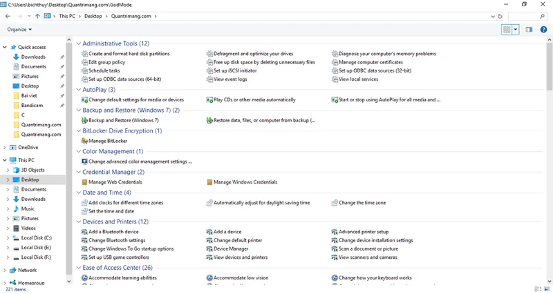 Enable GodMode on Windows 10, 8 and 7