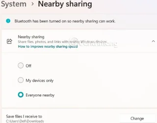 Instrucciones para compartir archivos mediante el uso compartido cercano de Windows 11