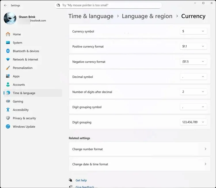 Cum se schimbă formatul monedei în Windows 11