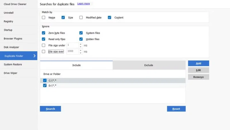 Bagaimana untuk memadam fail pendua untuk menyimpan memori komputer menggunakan CCleaner