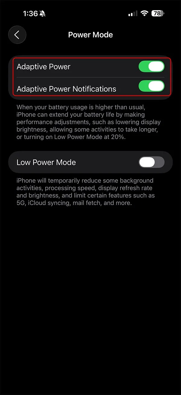 Cómo activar las notificaciones de energía adaptable para ralentizar el iPhone