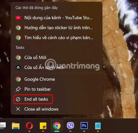 Cum se adaugă opțiunea Închidere activitate în bara de activități din Windows 11