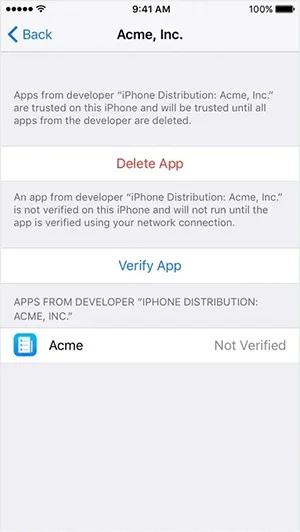 Instrucciones para confirmar la confianza en las aplicaciones en iPhone