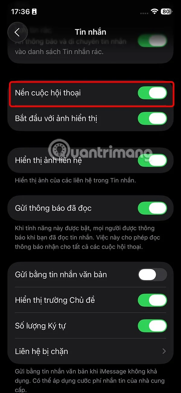 Instrucciones para desactivar el fondo de pantalla de los mensajes en el iPhone