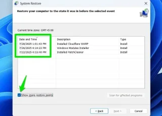 วิธีการลบจุดคืนค่าระบบแต่ละจุดใน Windows