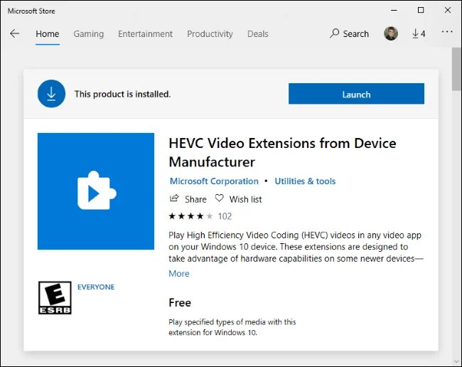 Cómo instalar códecs HEVC gratuitos en Windows 10 (para vídeo H.265)