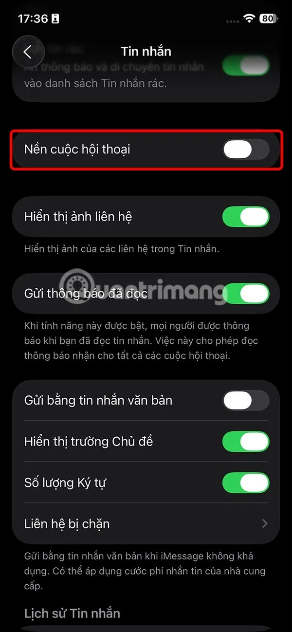 Instrucciones para desactivar el fondo de pantalla de los mensajes en el iPhone