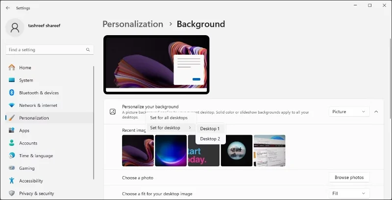 Cum se setează imagini de fundal diferite pe fiecare monitor în Windows 10/11