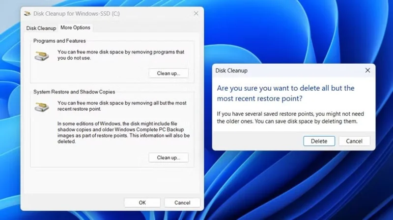 Cómo eliminar antiguos puntos de restauración de Windows para liberar espacio
