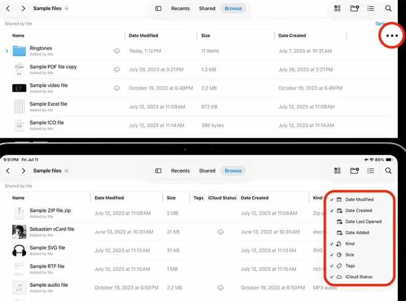 Cómo cambiar la apariencia de la aplicación Archivos