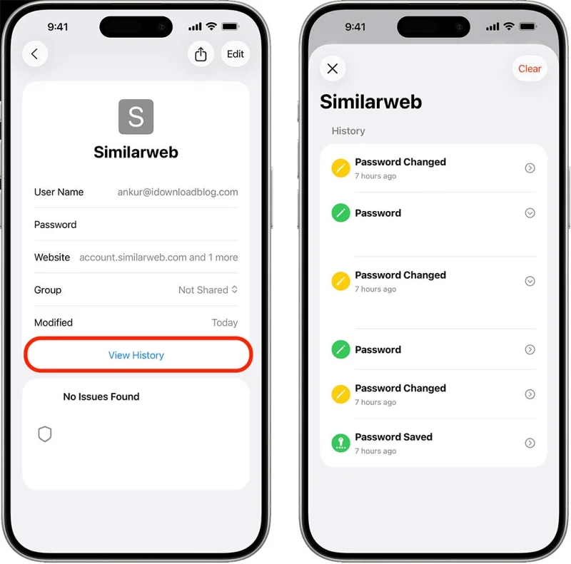 Instrucciones para ver contraseñas de cuentas antiguas guardadas en el iPhone