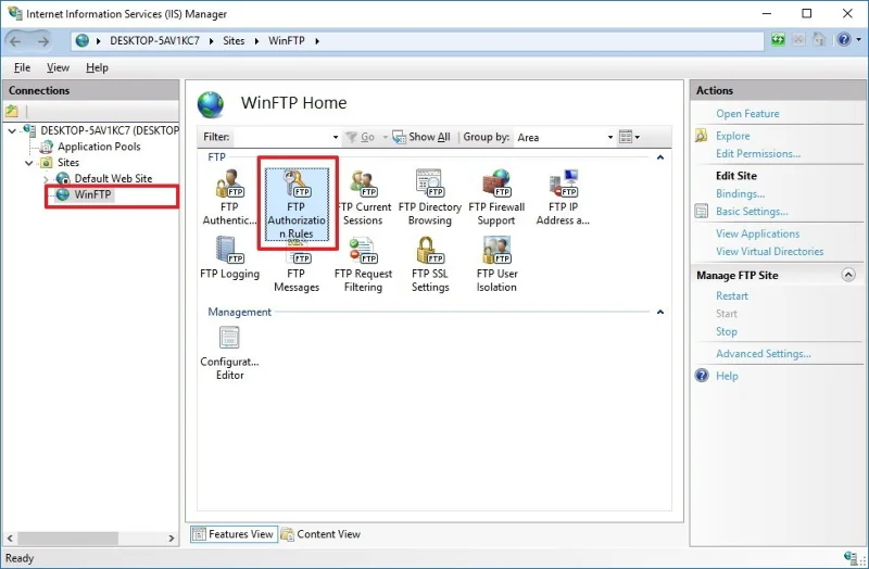Instrucțiuni pentru configurarea și gestionarea serverului FTP pe Windows 10