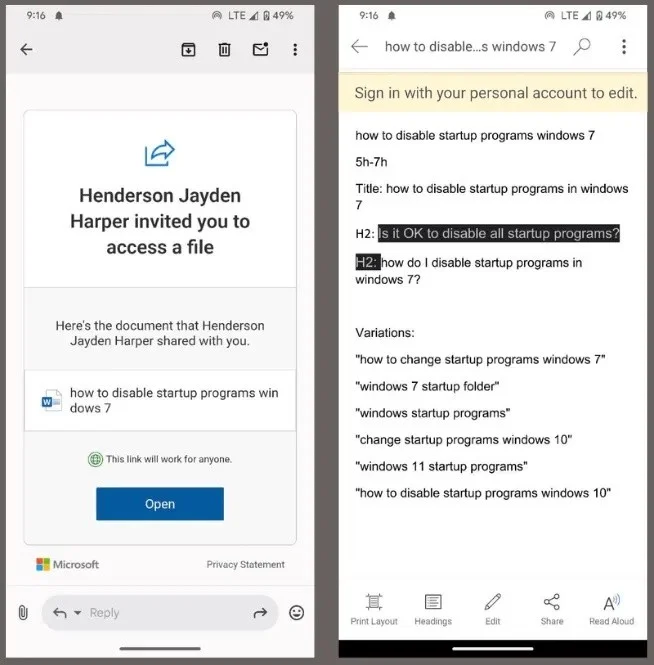 Microsoft 계정 없이 Android에서 공유 파일을 여는 방법