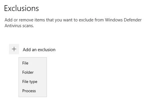 Cómo agregar excepciones en Windows Defender en Windows 10