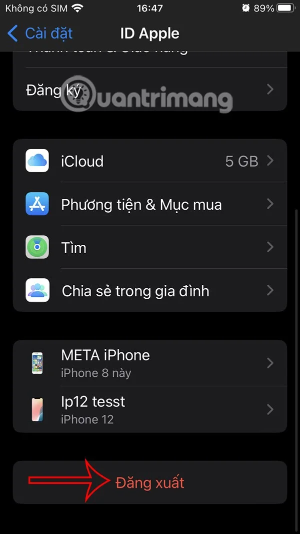 Anweisungen zum Abmelden von Mail auf dem iPhone