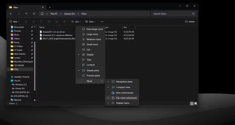 Bagaimana untuk menunjukkan sambungan fail, melihat sambungan fail pada Windows