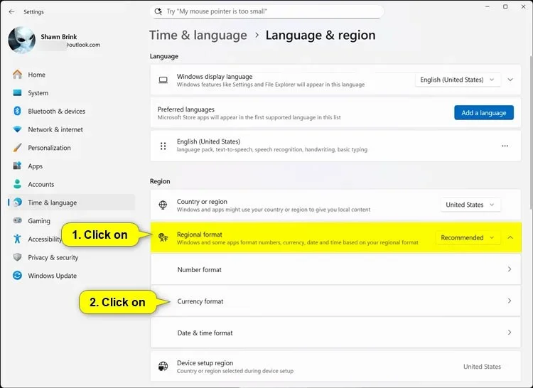 Cum se schimbă formatul monedei în Windows 11