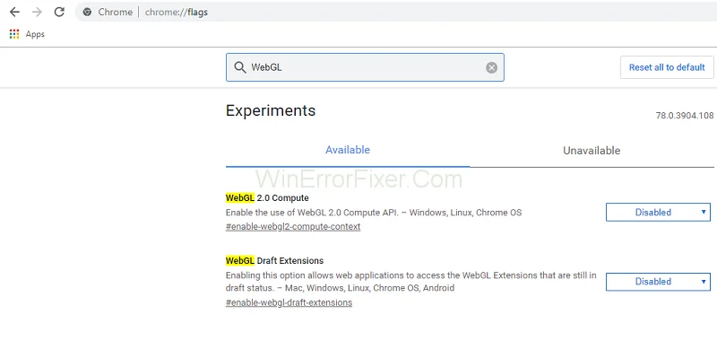 Ratti!  WebGL ha riscontrato un intoppo Errore in Google Chrome {Risolto}