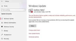 Błąd aktualizacji systemu Windows 0x80070003 {rozwiązany}