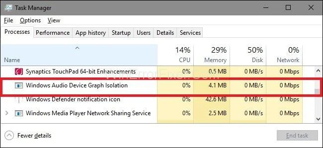 Isolamento grafico dispositivo audio Windows CPU alta {Risolto}