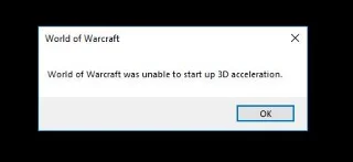 World of Warcraft قادر به راه‌اندازی 3D Acceleration نبود