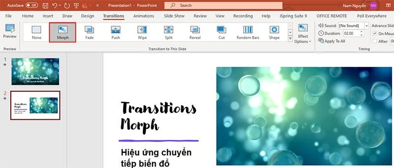 استفاده از جلوه های Morph در پاورپوینت
