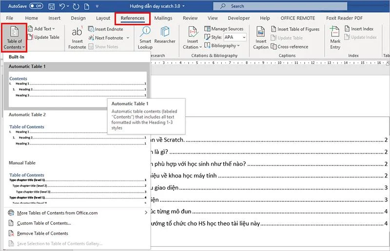 دستورالعمل ایجاد فهرست خودکار مطالب در Microsoft word