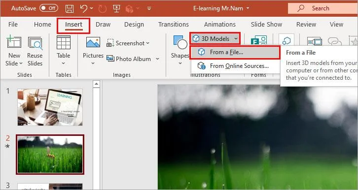 Inserting 3D models into Slide Powerpoint is simple