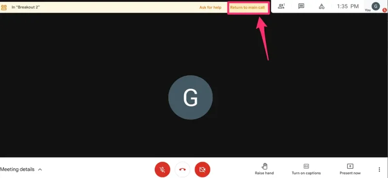 دستورالعمل‌های استفاده از ویژگی اتاق‌های پراکنده در Google Meet