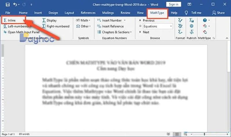 دستورالعمل درج Mathtype در اسناد در Word 2019