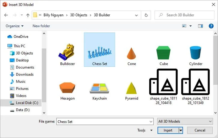 Inserting 3D models into Slide Powerpoint is simple