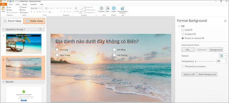 Instructions for formatting multiple-choice exercises in iSpring