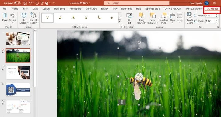 Inserting 3D models into Slide Powerpoint is simple